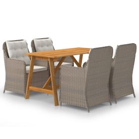 5 Piece Patio Dining Set Brown (Color: Brown)