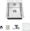 18-Inch Drop-in Kitchen Sink;  16 G Stainless Steel Topmount Wet Bar or Prep Sinks Single Bowl