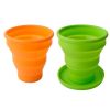 1pc Soft Silicone With Lid; Retractable Mini Folding Water Cup; For Outdoor Travel Hotel