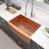 Lordear Gold Farmhouse Sink 16 Gauge Kitchen Sink Apron Front Single Bowl Rose Gold Stainless Steel Sink