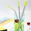 5pcs Set Stainless Steel Straws; Reusable Metal Straws With Silicone Tips; Sturdy Bent Straight Drinks Straw; Food Grade Straw; With 3pcs Straws; 1pc