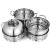 Kitchen Supplise Glass Lid Multi Tiers Kitchen Pan Cookware Stainless Steel Steamer Set