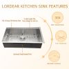 Lordear Undermount  Stainless Steel Kitchen Sink Ledge Workstation Deep Single Bowl 16 Gauge Kitchen Sink Basin