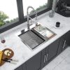 Lordear Drop In Workstation Sink Topmount 16 Gauge Stainless Steel Single Bowl Gunmetal Black Kitchen Sink