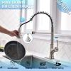 Commercial Spring Pull Down Kitchen Faucet with 3 Modes Sprayer Matte Black